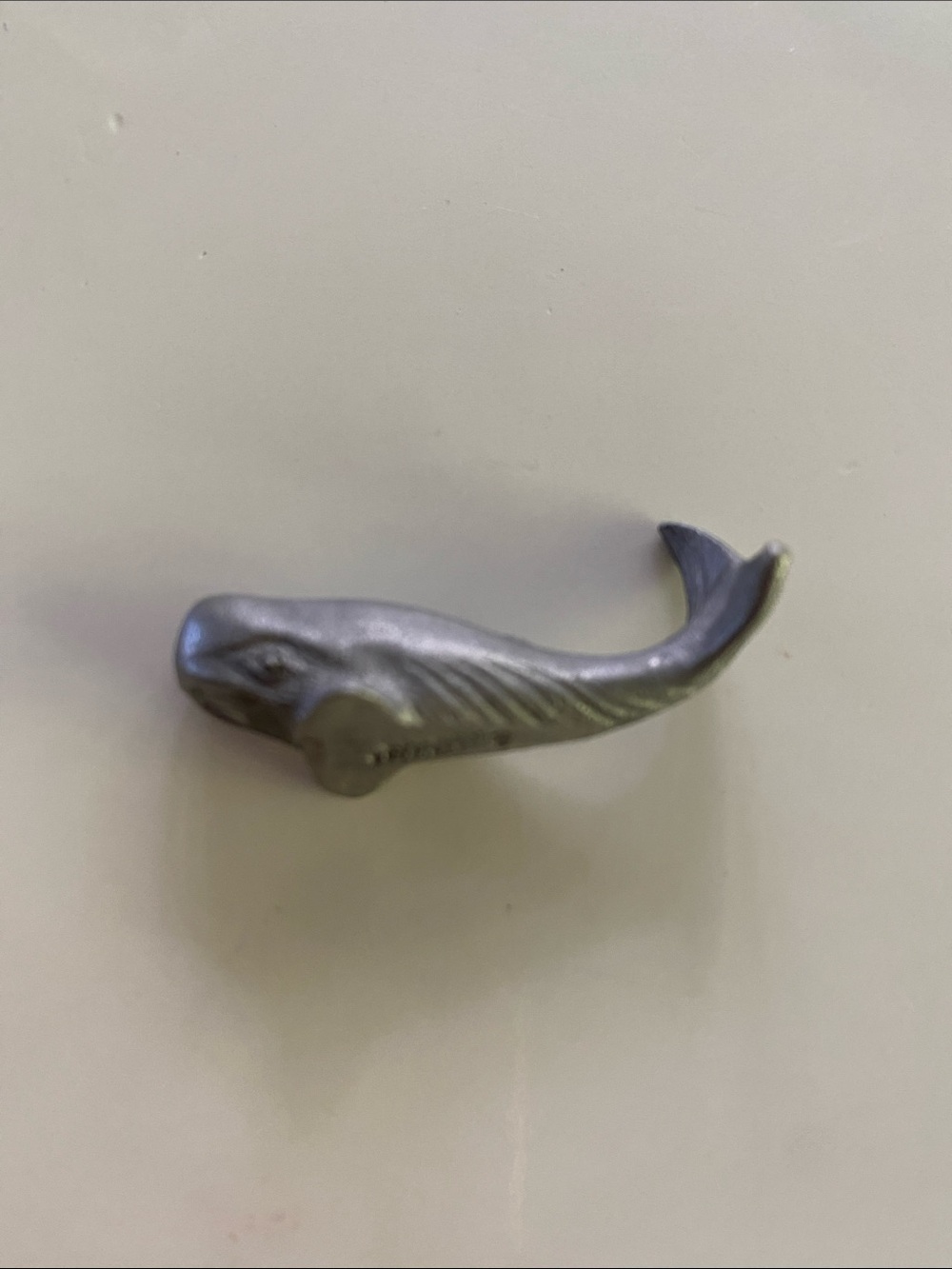 Little Metal Whale vintage miniature figurine by Spontiques Pewter
